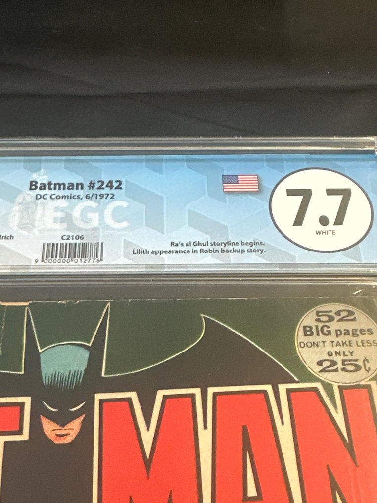 Batman #242 - EGC 7.7 - Bruce Wayne -- Rest in Peace! - 1st appearance of Bruce Wayne as Matches Malone - 1 Graded comic - First edition - 1972 #1.0