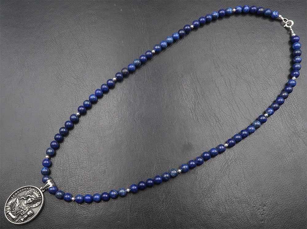 Lapis lazuli - Collier de Sainte Barbe: bescherming tegen plotseling gevaar en kracht van de ziel - sluiting, - Halsketting #4.3