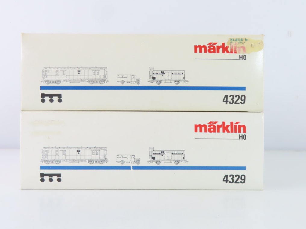 Märklin H0 - 4329 - Pienoisjunaradan tavaravaunusetti (2) - 2x 3-osainen tavarakärrysetti 'Reichspost' ja 2/4-akseliset posti-/matkatavarakärryt ja - DRG #4.3