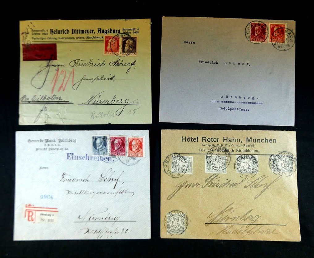 Βαυαρία  - Επιχειρηματική αλληλογραφία περίπου 1906-1920 με συστημένη επιστολή, αντικαταβολή, εικονογραφημένες #4.3