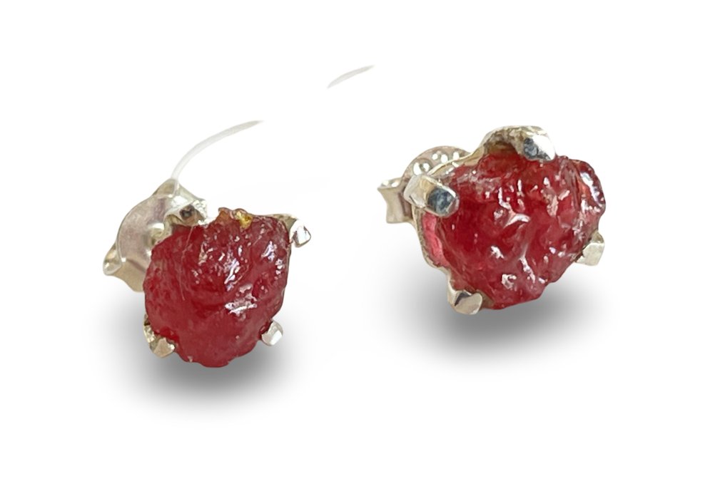 925 ezüst - Rubin fülbevaló - Drop fülbevaló #4.3