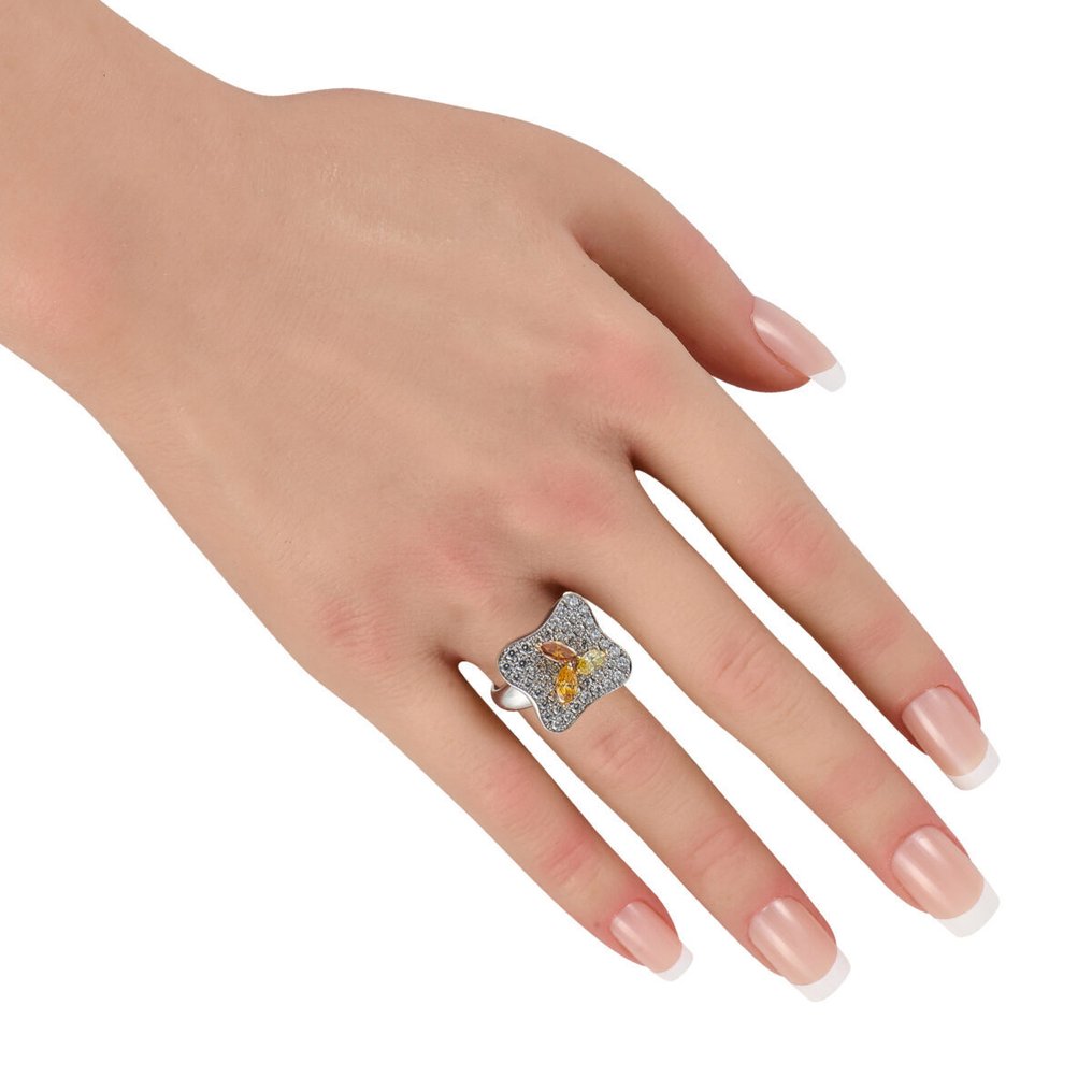 戒指 铂金 2.84克拉白色与彩黄钻石戒指, 白金 -  2.84ct. tw. #3.2