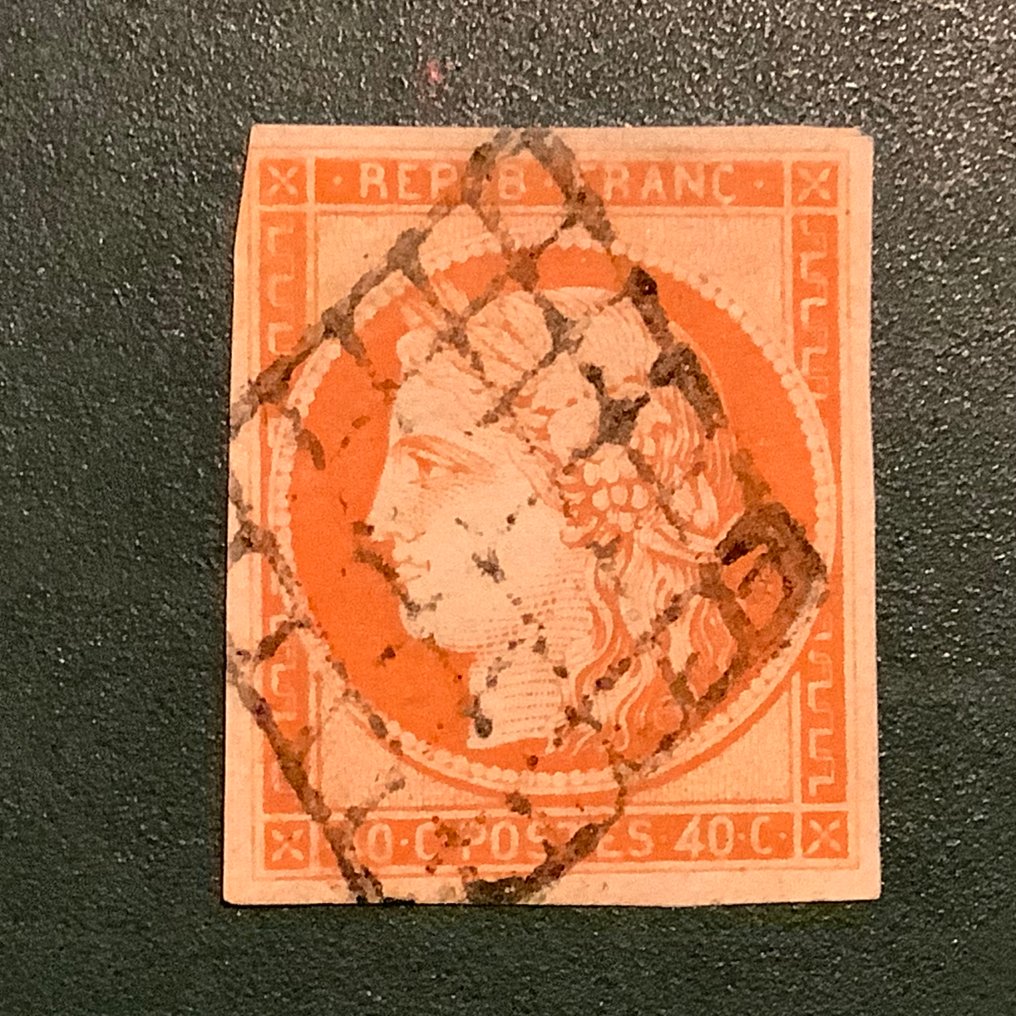 Francia 1850 - 40 cent Ceres en color profundo - con borde completo - Yvert 5 #1.0