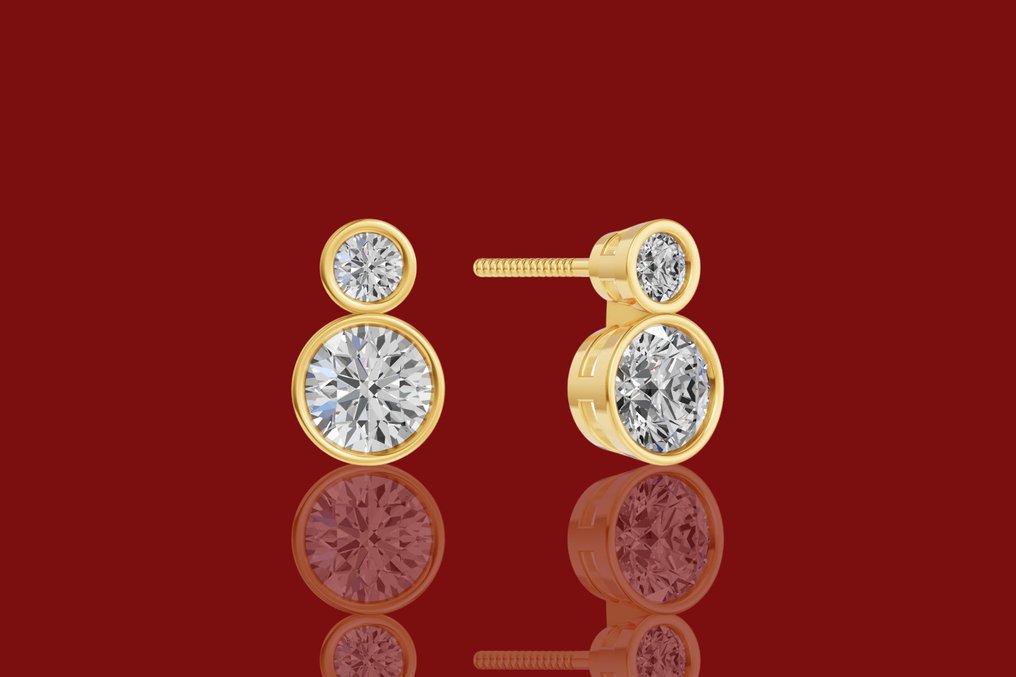 耳环 - 14K包金 黄金 - 2.39ct. tw. 钻石 (实验室培育) - 钻石 #2.1