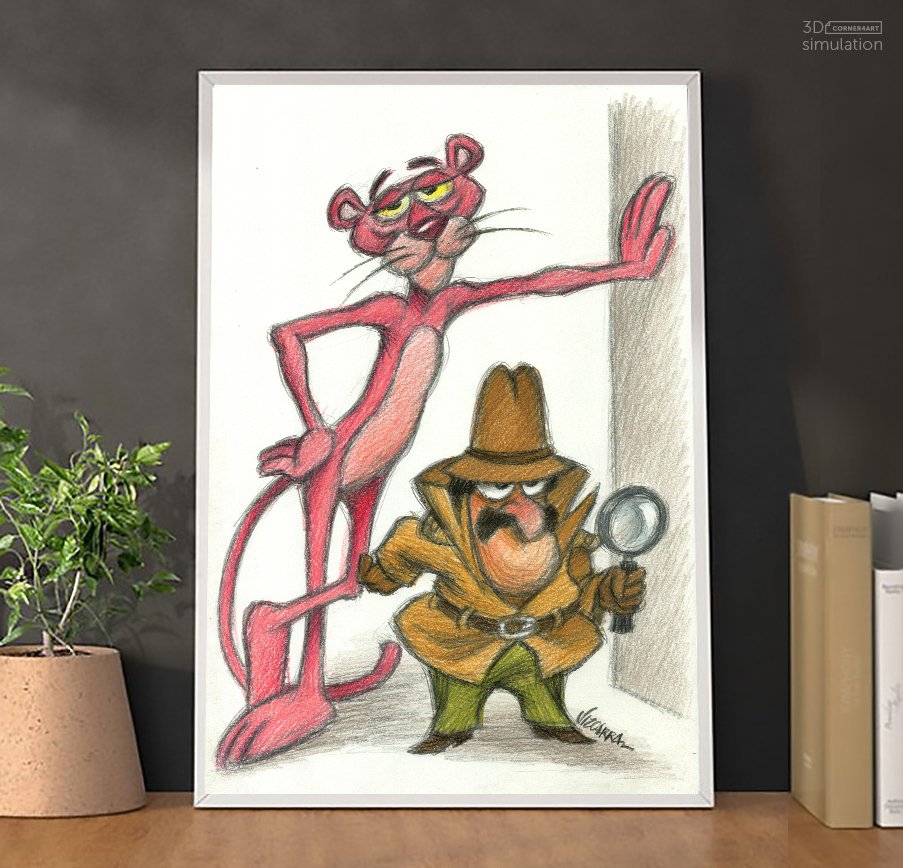 Joan Vizcarra Oryginalny ołówek - Pink Panther & Inspector Clouseau – Hand Signed #2.1