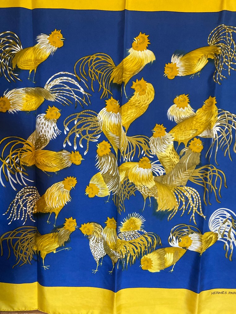 Hermès - " Coqs" ou « Jeunes Coqs » par Mme de la Torre 1964 unique édition - Eșarfă #1.0
