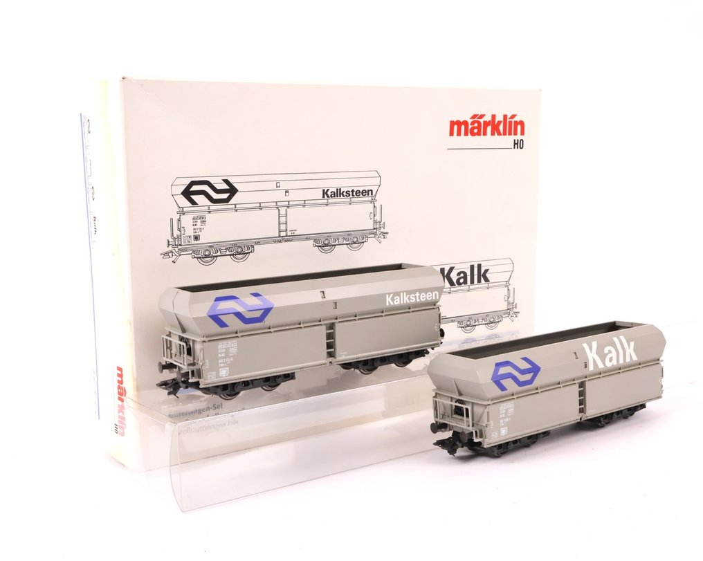 Märklin H0 - 46242 - Conjunto de vagones de tren de mercancías a escala (1) - Conjunto de dos camiones de cal de gran volumen. - NS #1.0