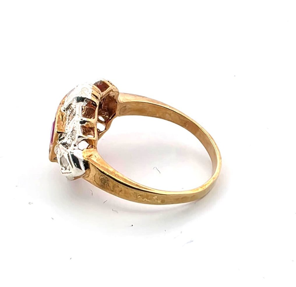 没有保留价 - 戒指 - 9 kt. 银, 黄金 红宝石 - 钻石 #3.2