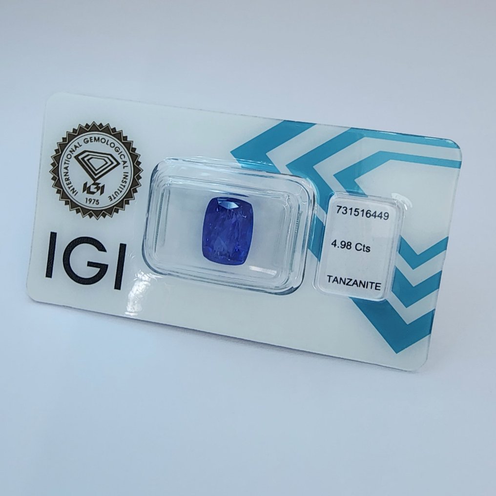 χωρίς τιμή ασφαλείας - 1 pcs  Μπλε, Βιολετί Τανζανίτης  - 4.98 ct - International Gemological Institute (IGI) #4.3