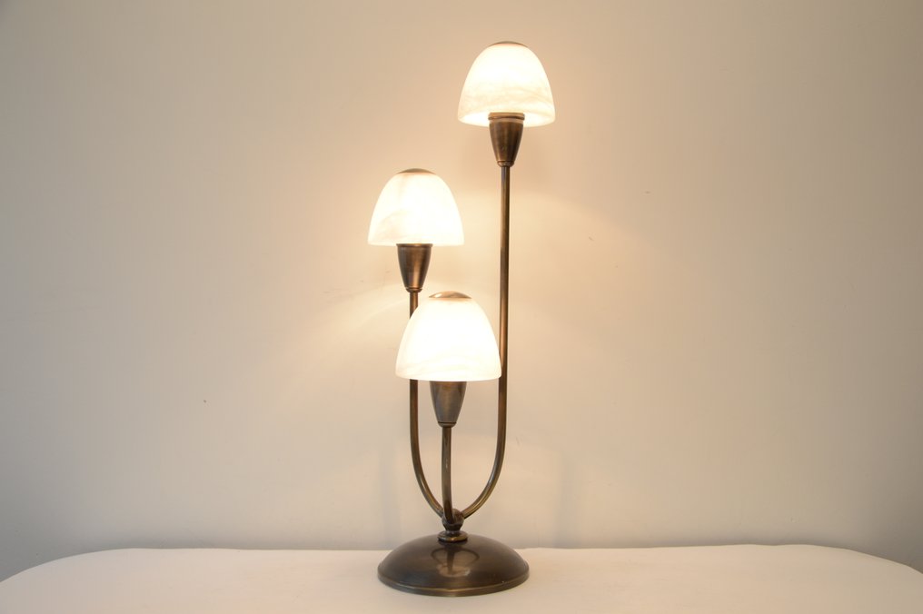 RESANA - Table lamp - Vintage mushroom Table Lamp - Brass, Glass #1.0
