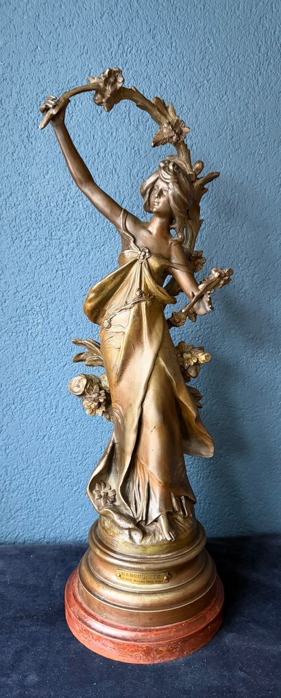 Aug. Moreau (1834 - 1917) - Skulptur, Art Nouveau statue - "Marguerite" (Med. d'Or) - 61 cm - Zamak #1.0