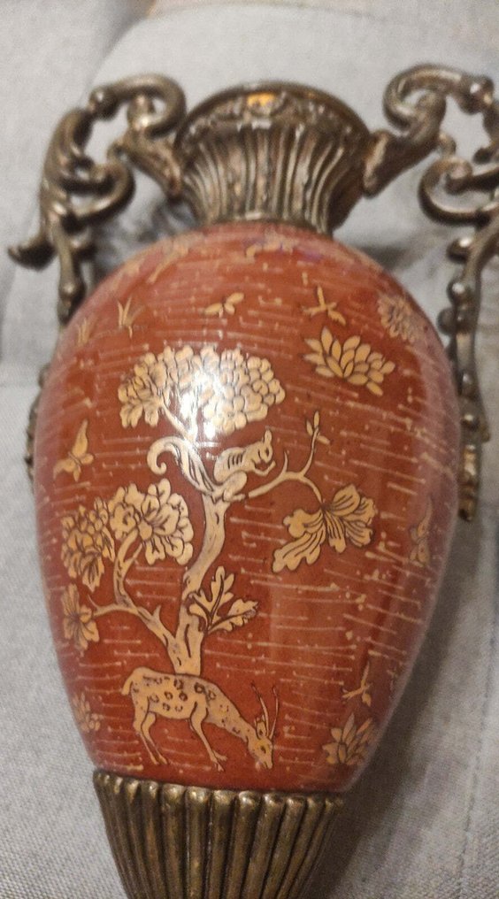 Toussi Court - 花瓶  - 瓷, 黄铜 - 珍贵的 #4.3