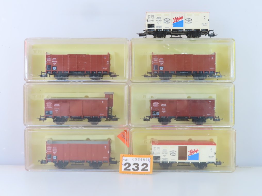 Trix H0 - o.a. 23502/23583K/3625 - Model wagonu towarowego (7) - 7 zamkniętych wagonów towarowych, m.in. z nadrukiem 'Libby's'. - DR (DRB) #2.1