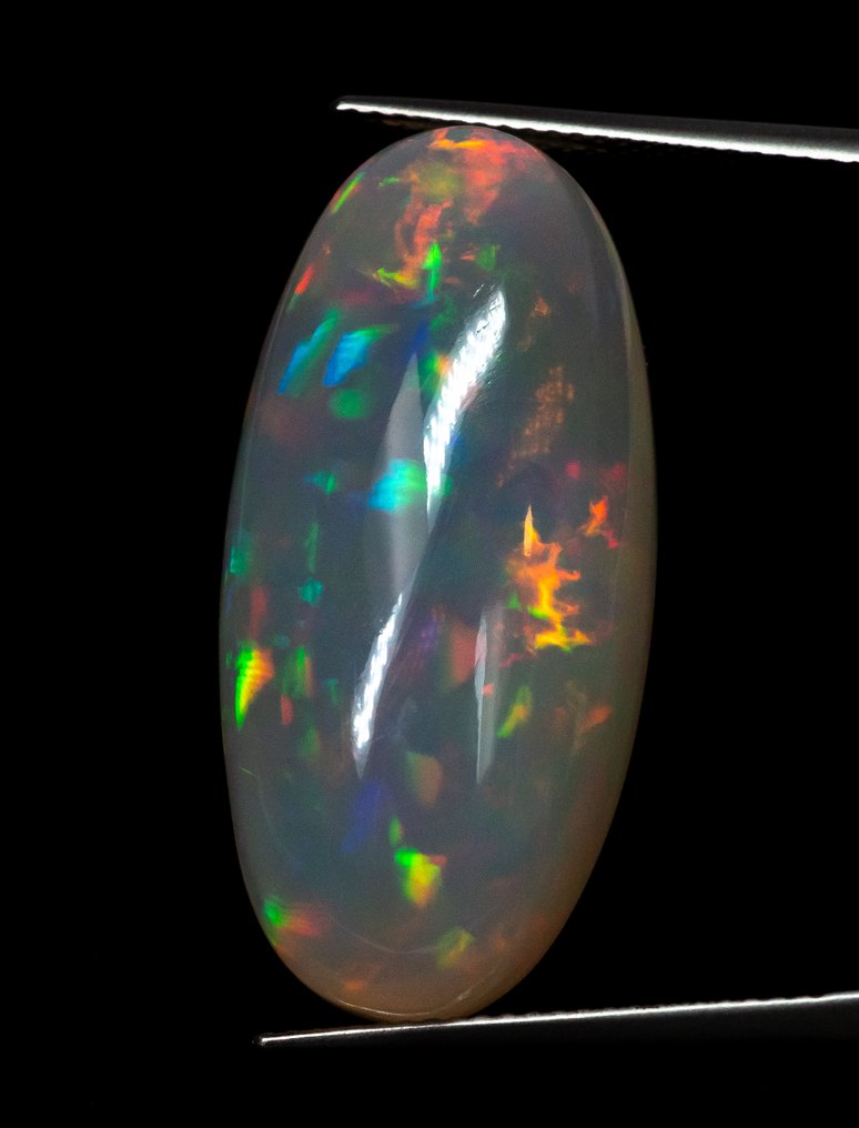 没有保留价 蛋白石  - 29.22 ct - 安特卫普宝石报告（GRA） - 白色的变色效果 #1.0