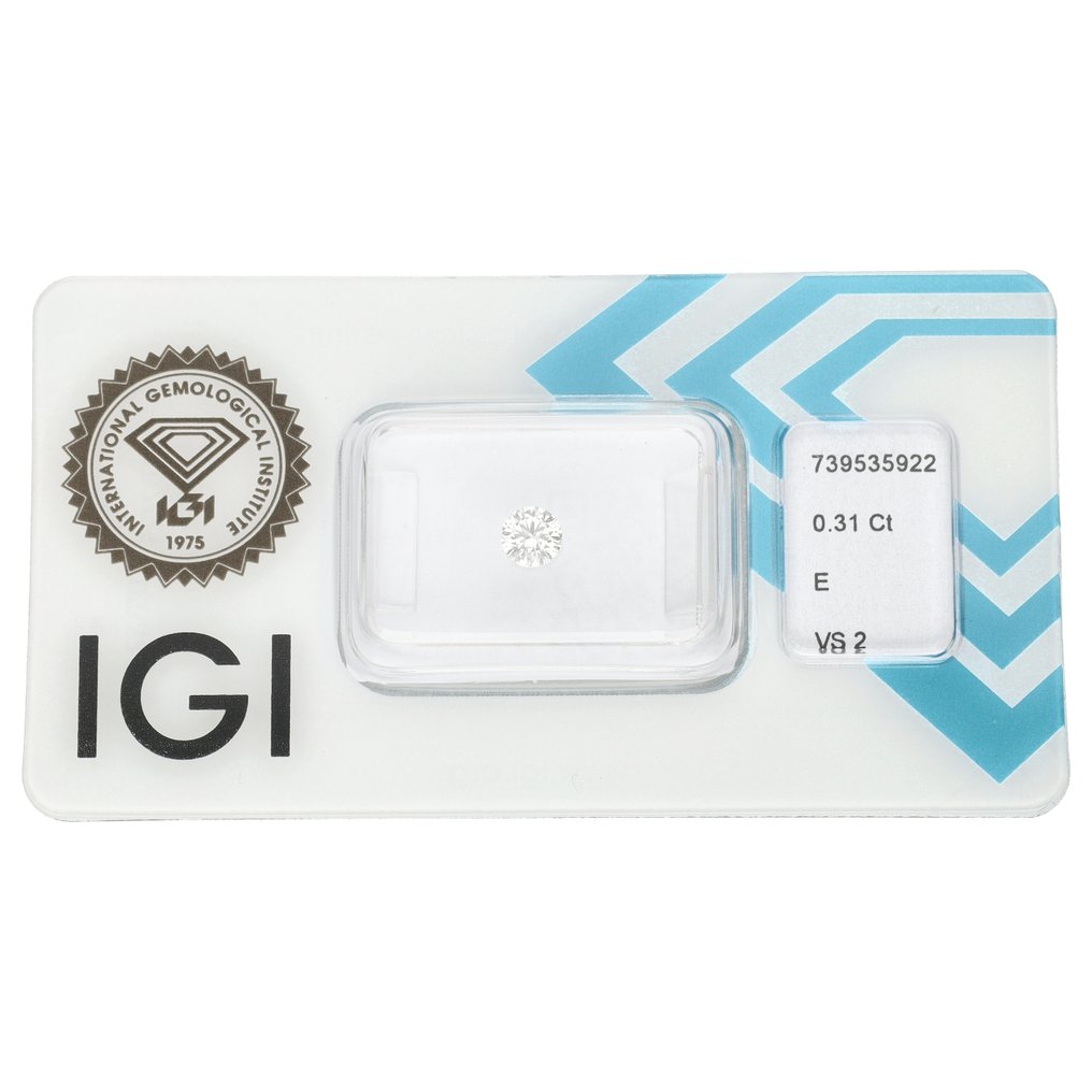 χωρίς τιμή ασφαλείας - 1 pcs Διαμάντι (Φυσικό) - 0.31 ct - Στρογγυλό - E - VS2 - International Gemological Institute (IGI) #1.0