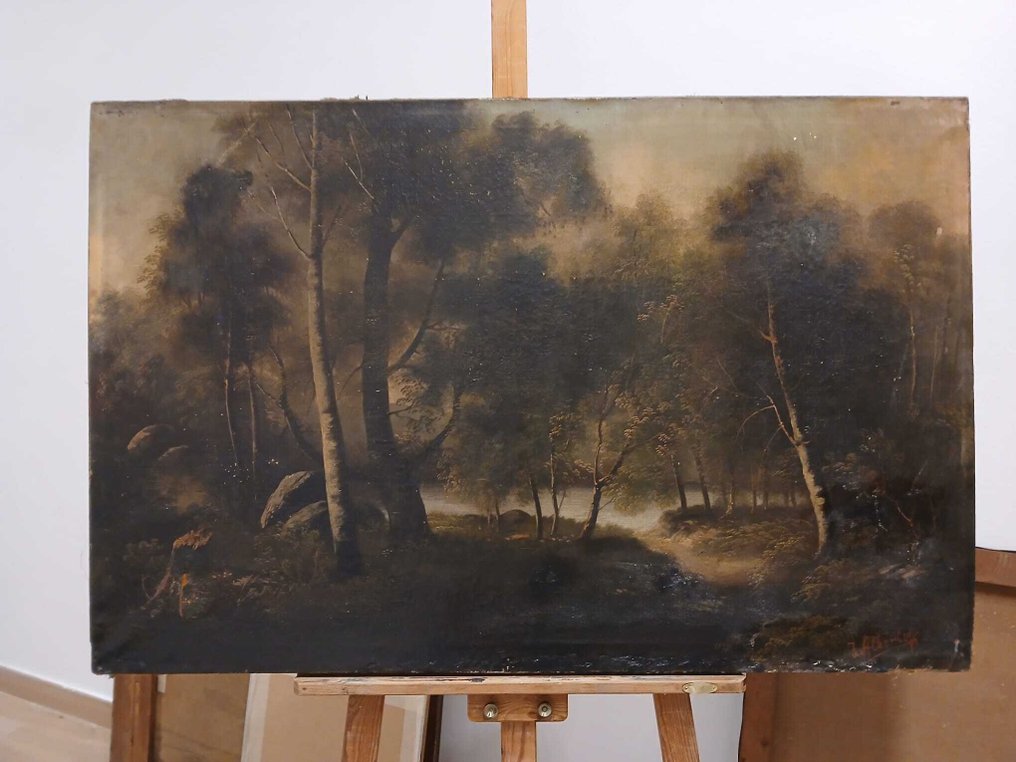 European school (XIX) - NO RESERVE - Nocturno en el bosque #3.2