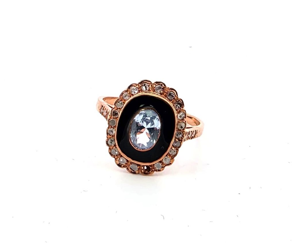 沒有保留價 - 戒指 - 9 節 玫瑰金, 銀 黃玉 - 鉆石 #2.1