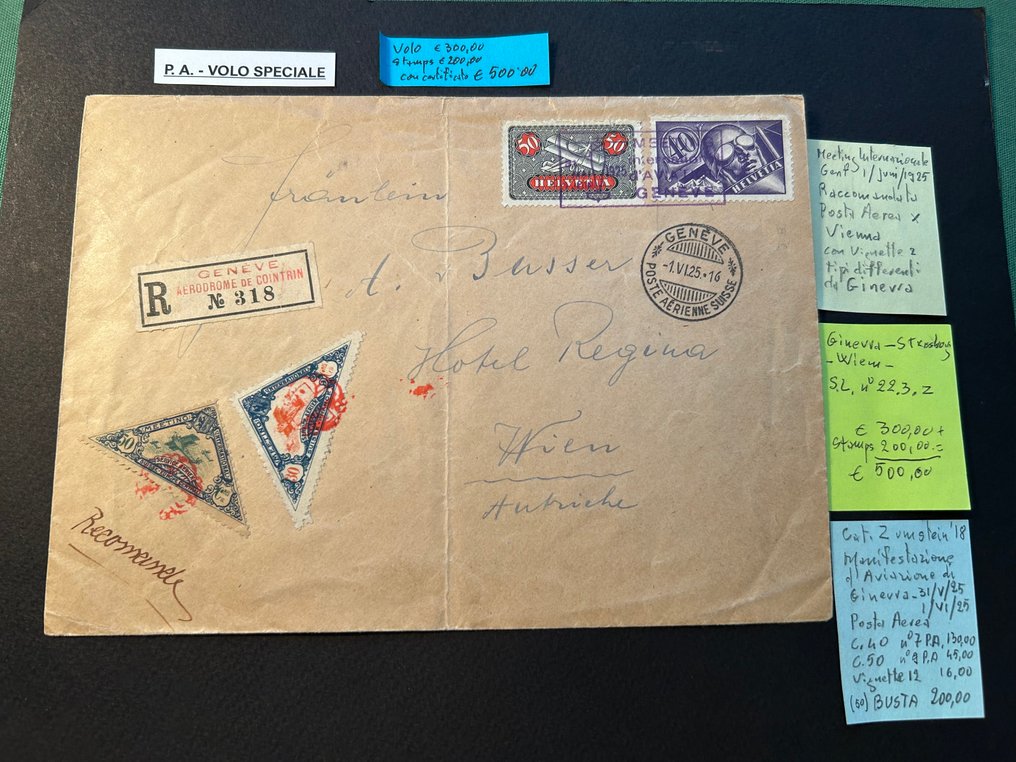 Ganzsache (6) - Schweiz-Nr. 6 Briefe: 4 Einschreiben, Sonderflüge 1925: Erster Flug Genf-Mailand und Erster Flug #1.0