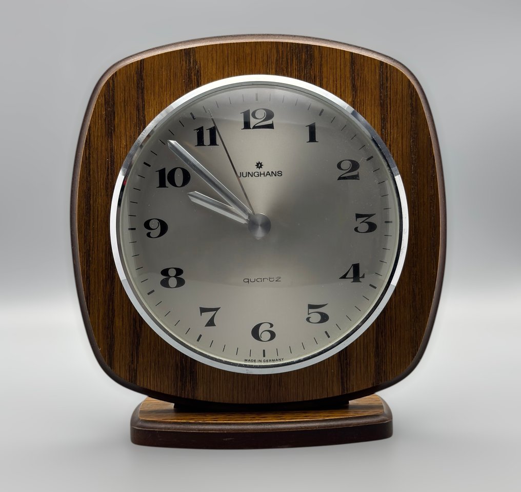 Table clock - Junghans - Mid‑Century / 70er‑Retro Design - Holzgehäuse - Made in Germany - Mid-century modern Wood - 1960-1970 - Fully functional and quiet #1.0