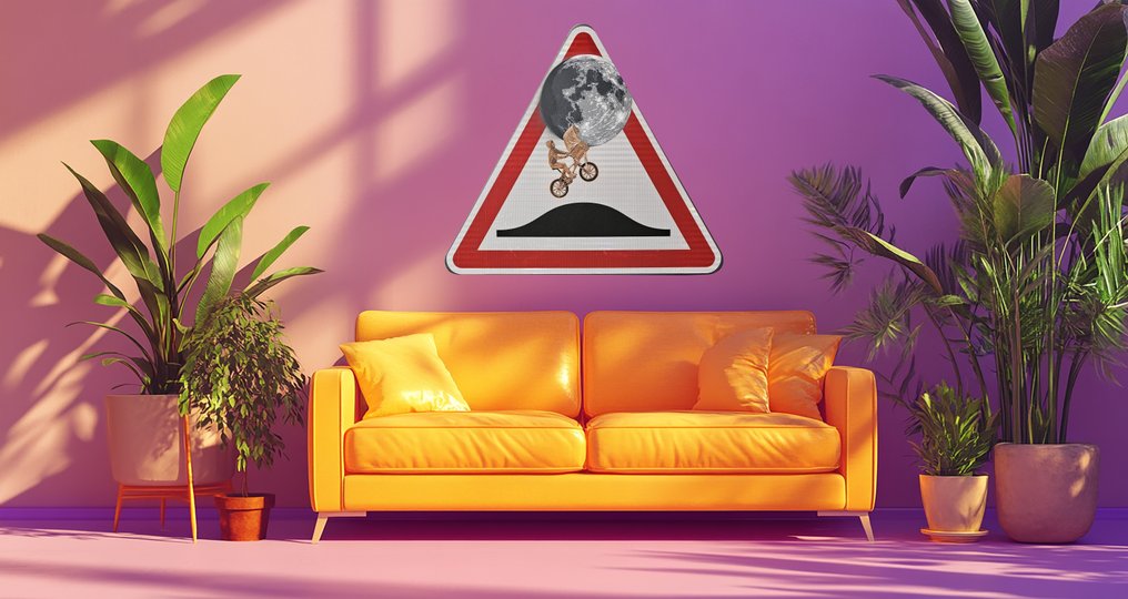 Jinks Kunst - Elliott & E.T. (XXLfrench traffic sign) #1.0