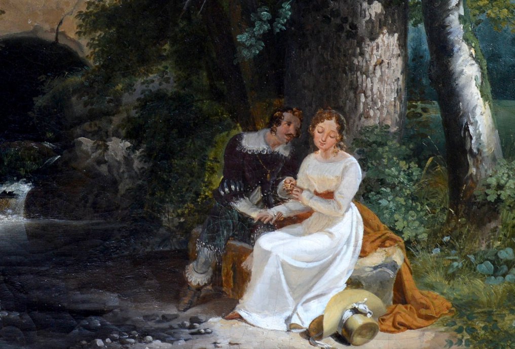 Renoux Charles Caïus (1795- 1846), Attribué à - Les fiançailles au bord de la rivière #2.1