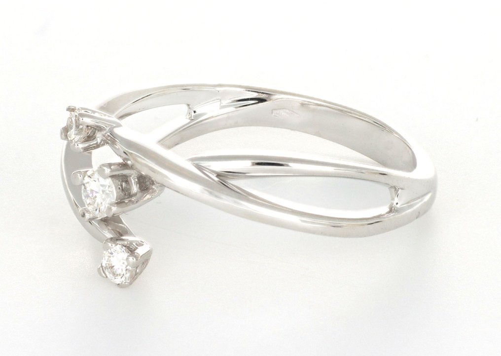 Zonder minimumprijs - Ring - 18 karaat Witgoud - 0.25ct. tw. Diamant (Natuurlijk) #1.0