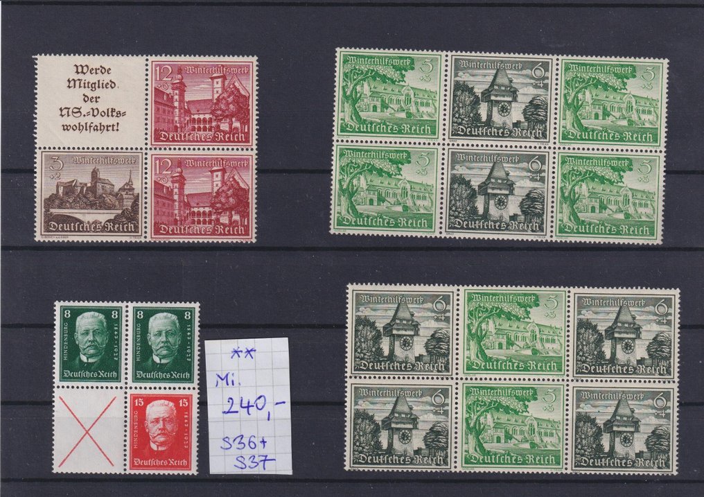 德意志帝國 1927 - 一批大量的se-tenant印刷品，状态为MNH，包括各种组合。 #1.0