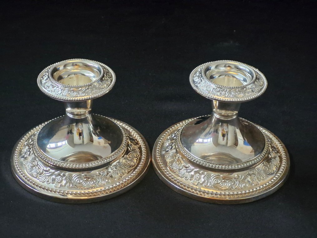 Lysestage (2) - Forsølvet - Sæt med 2 lysestager #2.1