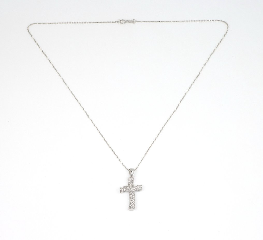 没有保留价 - 吊坠项链 - 18K包金 白金 - 1.08ct. tw. 钻石 (天然) #3.2