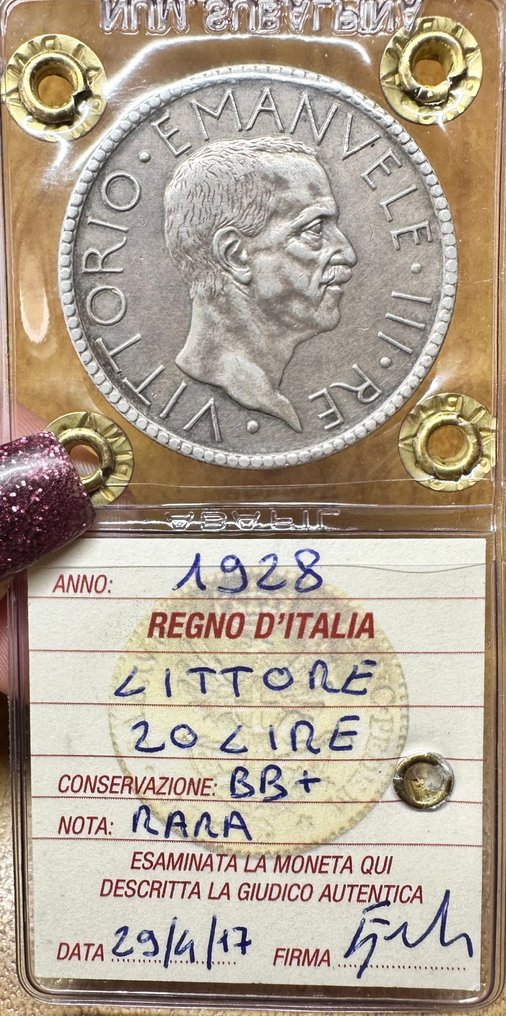 Ιταλία. Vittorio Emanuele III. 20 Lire 1928 "Littore" A. VI #2.1