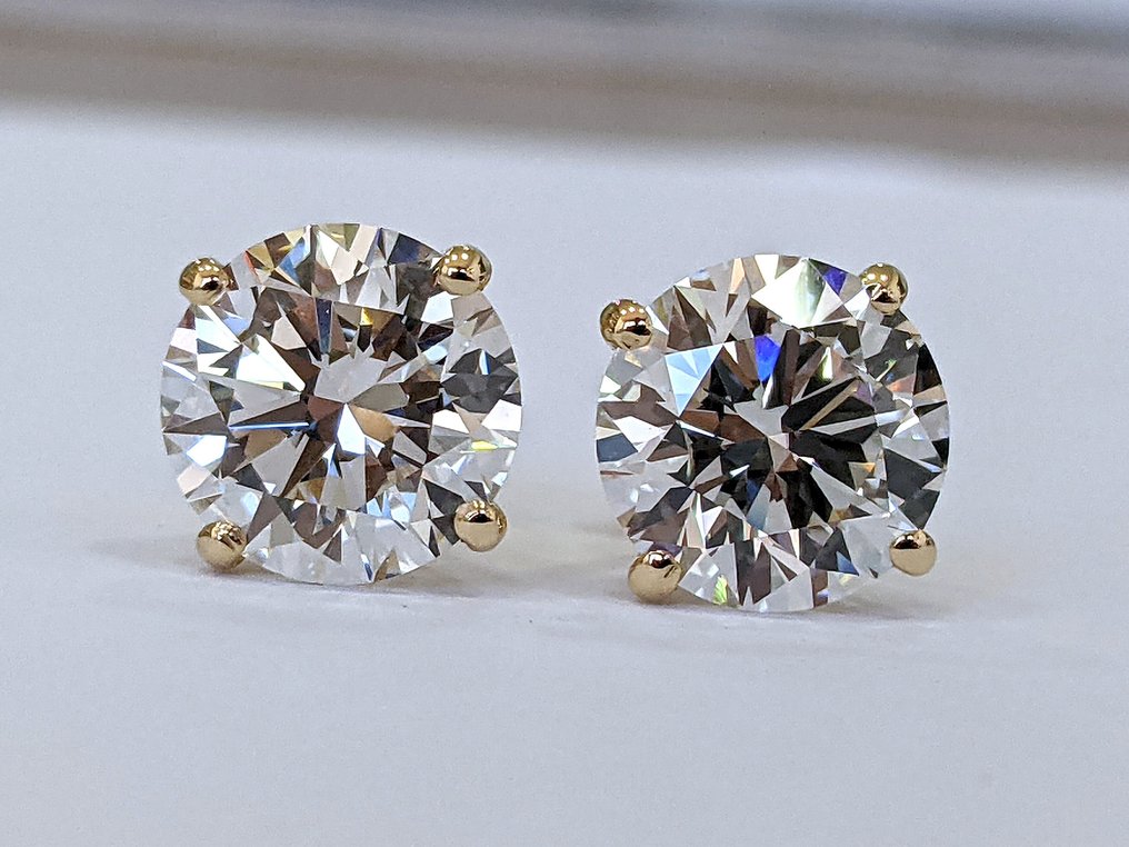 Ingen reservasjonspris - Øredobber - 14 karat Gull -  2.03ct. tw. Diamant (Lab-dyrket) - IGI Sertifisert #4.3