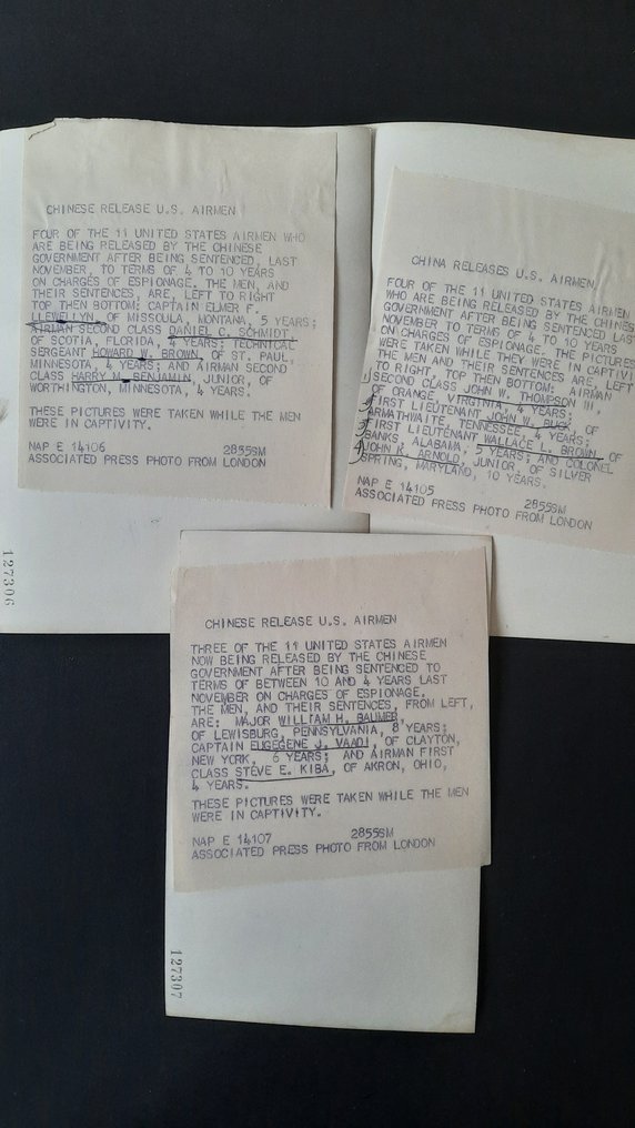 United Press Association New York - 10 Photographies des 11 soldat de l air U.S. libérés par la Chine 1955 #4.3