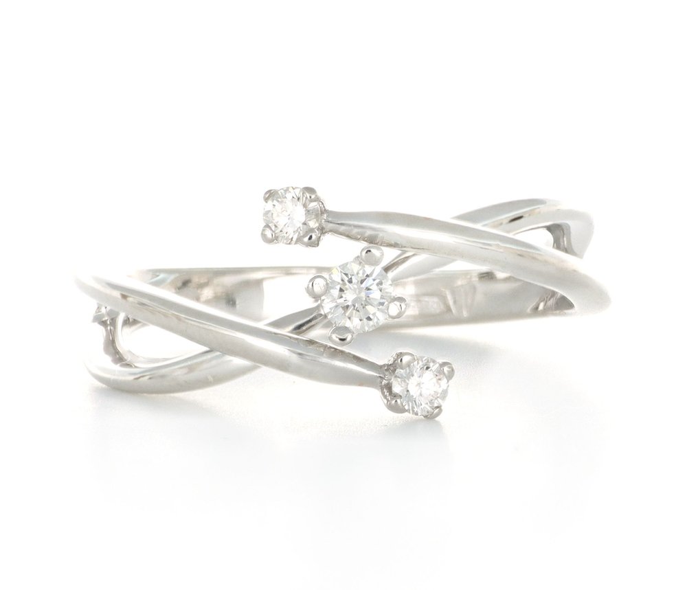 Zonder minimumprijs - Ring - 18 karaat Witgoud - 0.25ct. tw. Diamant (Natuurlijk) #1.0