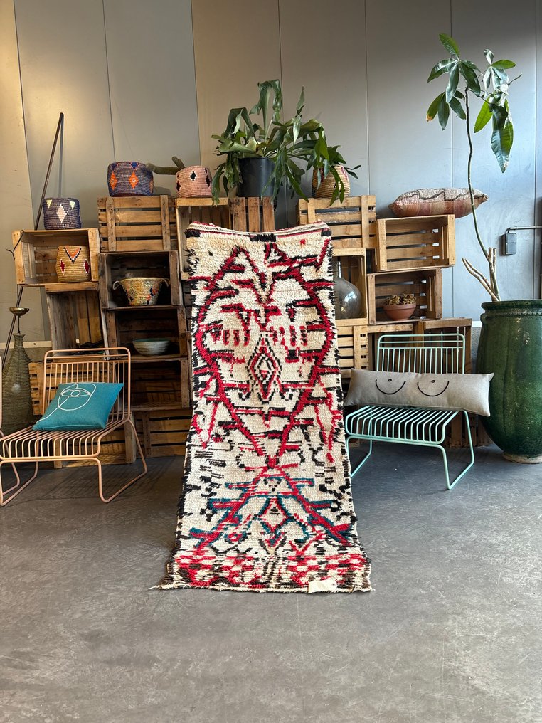 Vintage Berberteppich – handgewebte Wolle – fettes abstraktes Muster – Marokko – Stammesstil - Teppich - 180 cm - 70 cm - Handgewebter Wollteppich #1.0