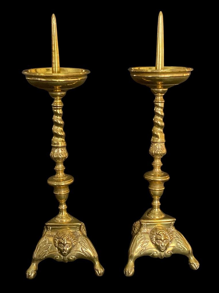 Soporte para velas (2) - Bronce dorado - Altaarkandelaars - 32 cm #1.0