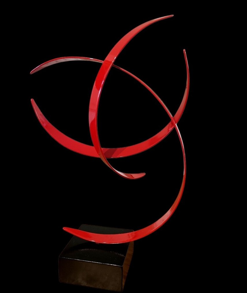 Cesare De Toni - 雕刻, Curvismo dello spazio Sequenza F. 3 Rosso - 39 cm - 鋼 #3.2