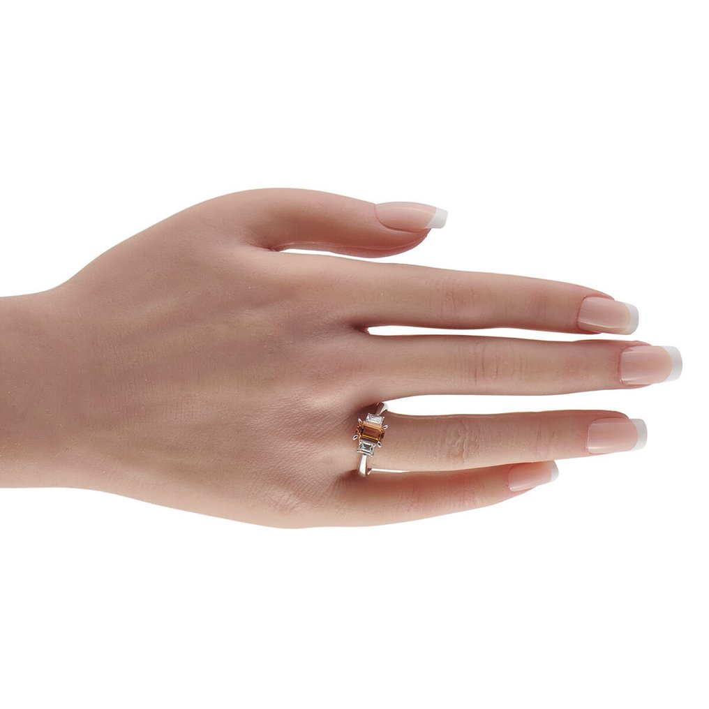 戒指 白金0.59克拉钻石与帝王黄玉戒指, 鉑金 - 1.97ct. tw. #3.2