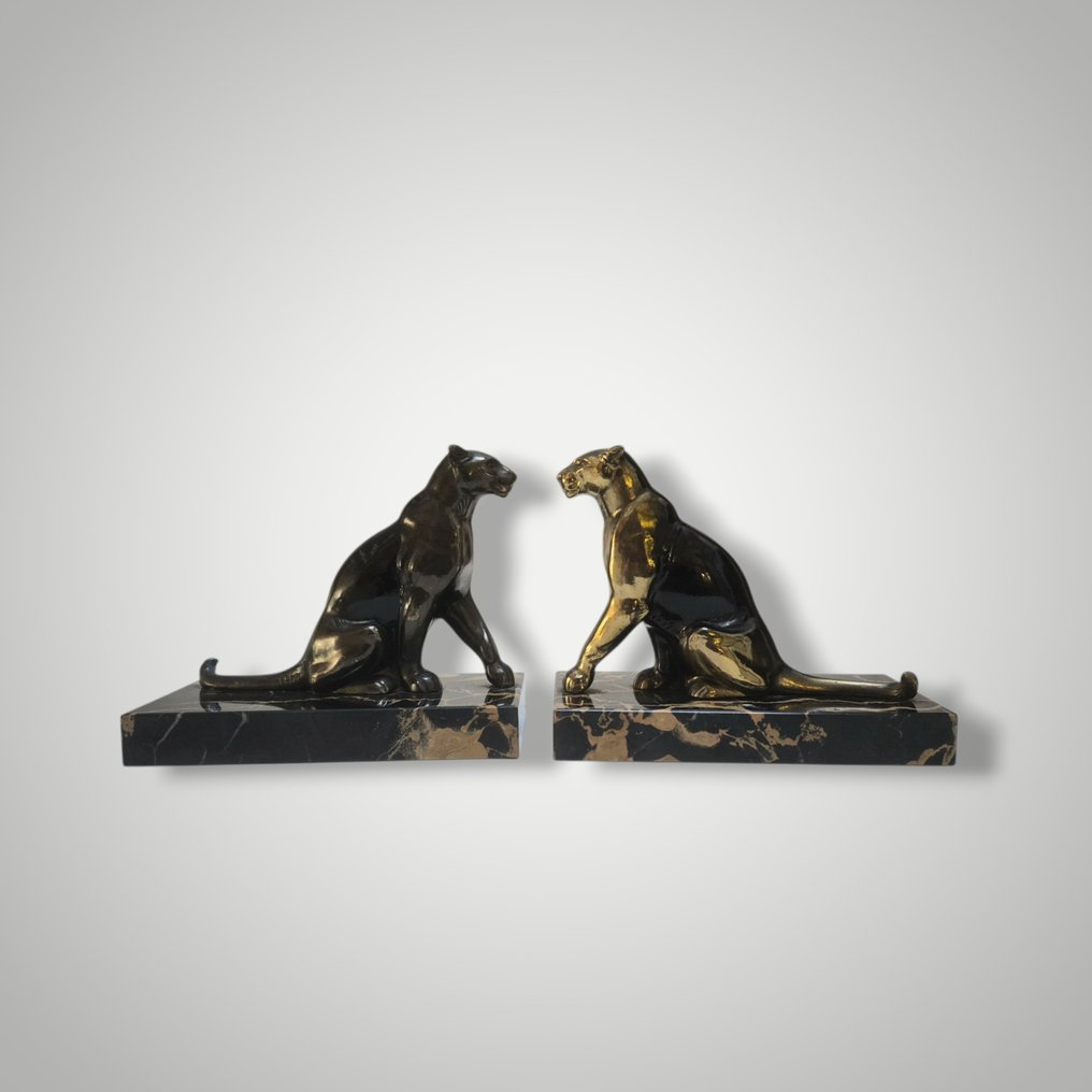 NO RESERVE - TEDD - Bookends - Panthers - Metal and marble #1.0