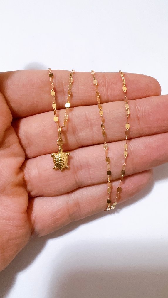 沒有保留價 - 吊墜頸鏈 - 18 克拉 黃金 - 45cm - 1.7cm x 7.5mm #4.3