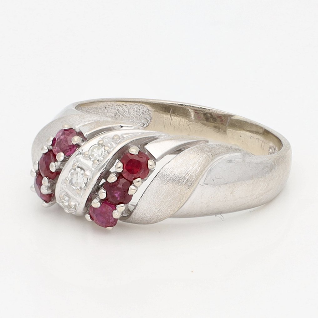 戒指 - 14K包金 白金 钻石 (天然) #1.0