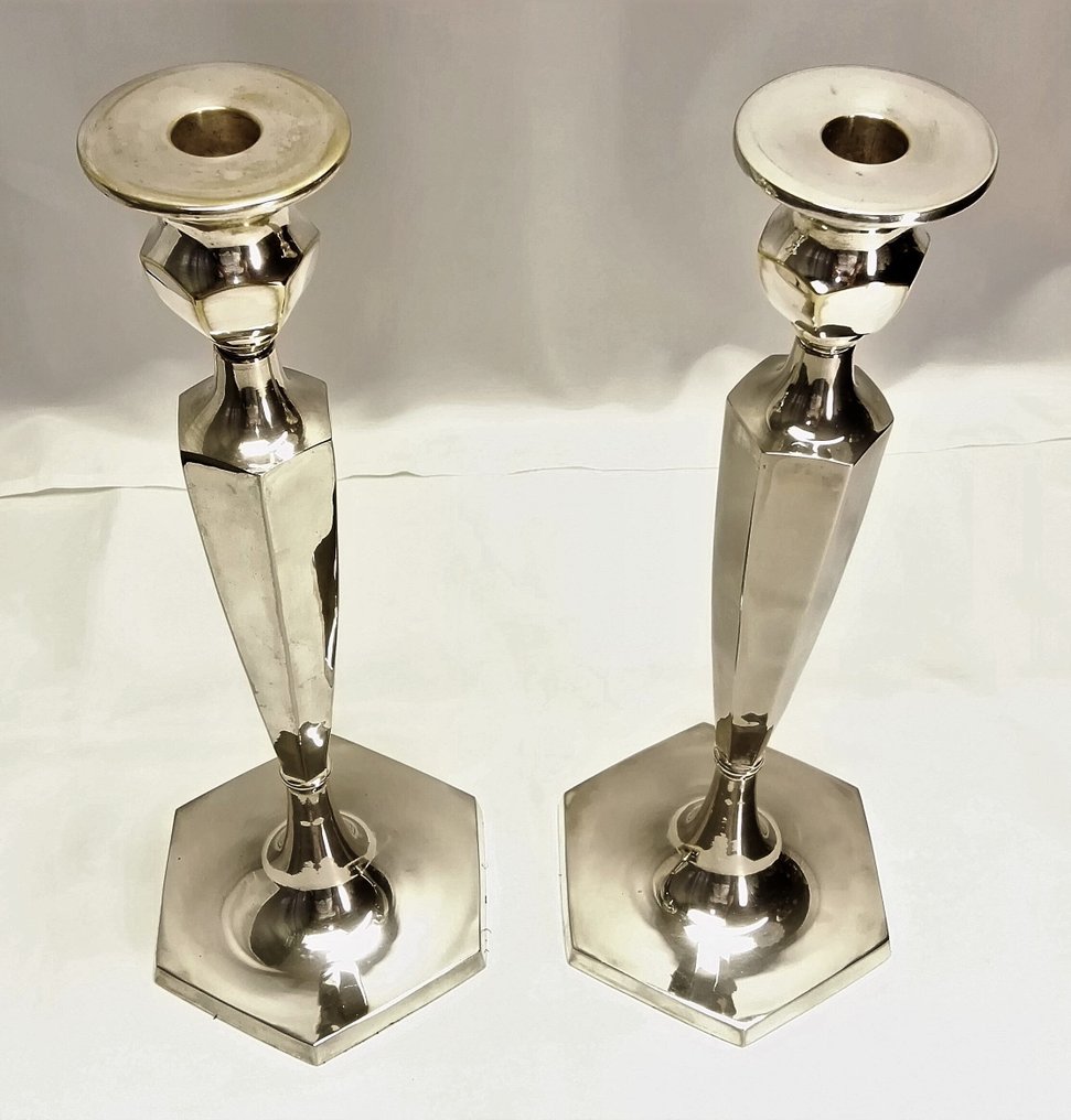 Engelse grote oude kandelaars 41 cm in Art Deco - Kandelabr (2) - Brąz, złocony #4.3