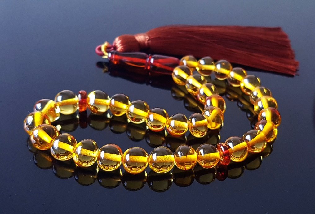 琥珀 稀有祈祷珠念珠 Tesbih Misbaha - 圆形巴洛克琥珀珠- 12 g #1.0