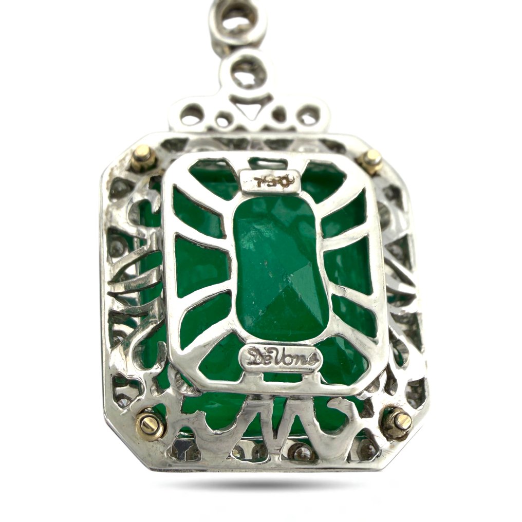 Drop fülbevaló - 18 kt. Exkluzív AGI Tanúsítvánnyal ellátott, 18K fehérarany, 5,50 karátos gyémánt és 56,00 karátos smaragd, Fehér arany -  61.50ct. tw. Smaragd - Gyémánt #4.3