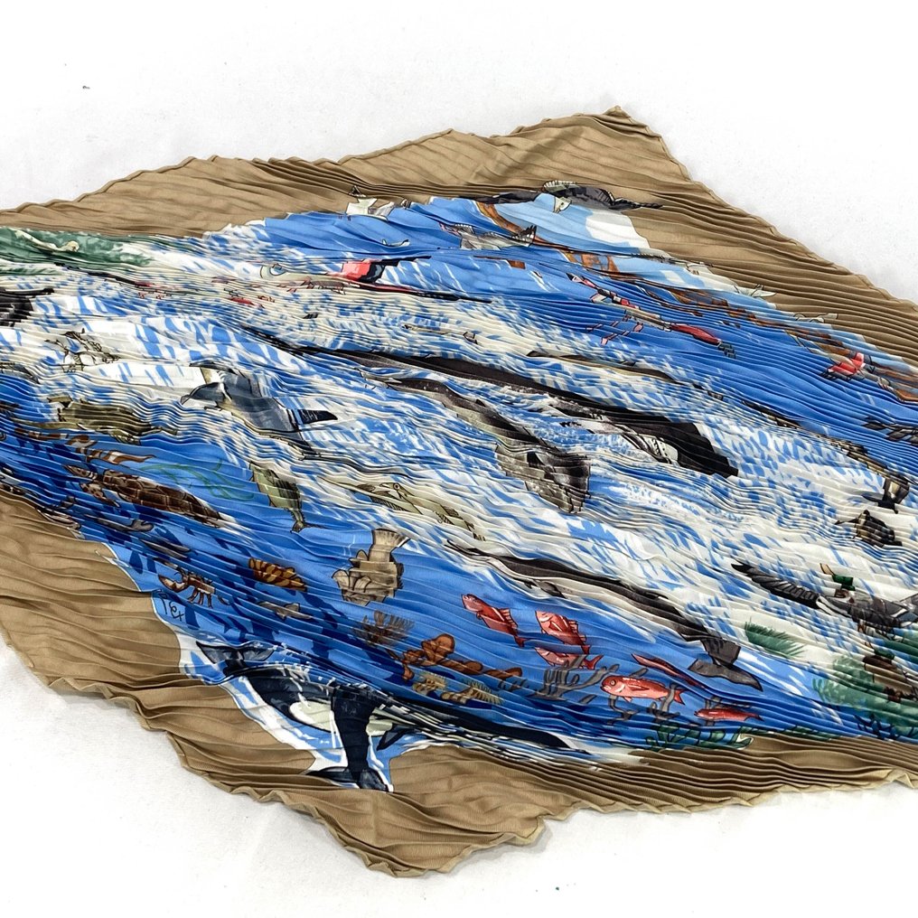 Hermès - Pleated Carré, "La vie précieuse de la méditerranée" - Écharpe #4.3