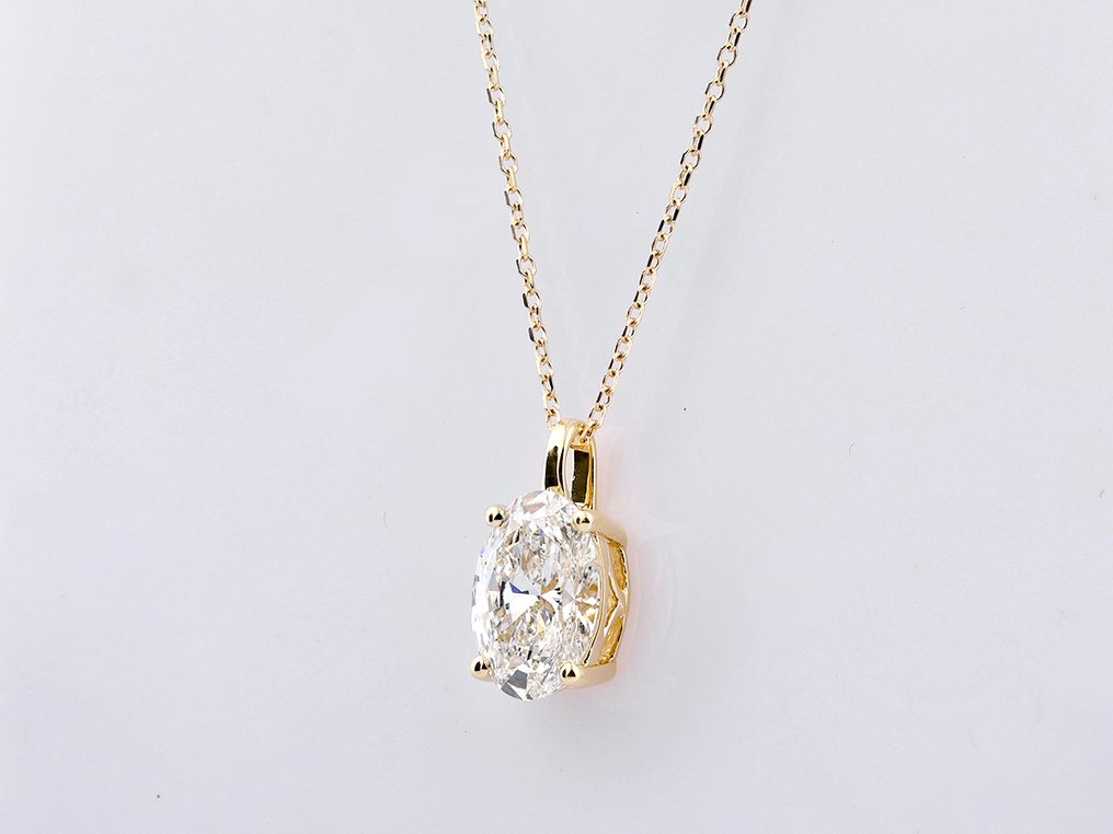 χωρίς τιμή ασφαλείας - Κολιέ με μενταγιόν - 14 καράτια Κίτρινο χρυσό -  2.05ct. tw. Διαμάντι (Εργαστηριακής καλλιέργειας) #1.0