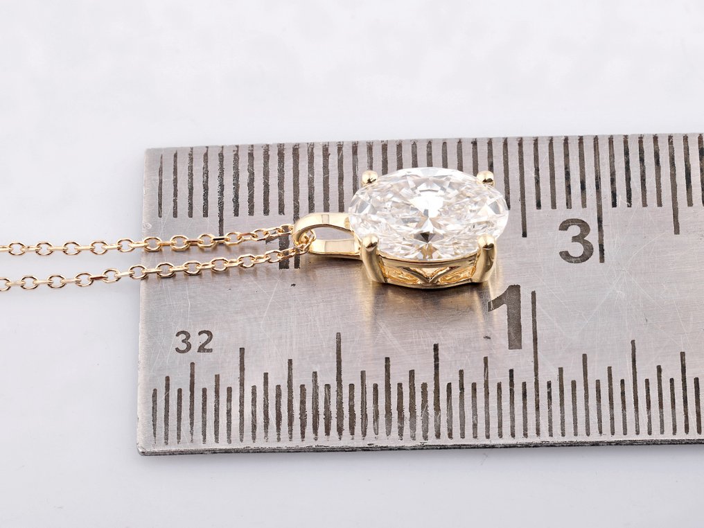 χωρίς τιμή ασφαλείας - Κολιέ με μενταγιόν - 14 καράτια Κίτρινο χρυσό -  2.05ct. tw. Διαμάντι (Εργαστηριακής καλλιέργειας) #4.3