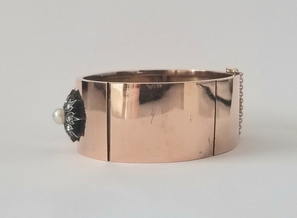 手镯 - 18K包金 玫瑰金 -  0.75ct. tw. 钻石 (天然)  - 珍珠 #4.3