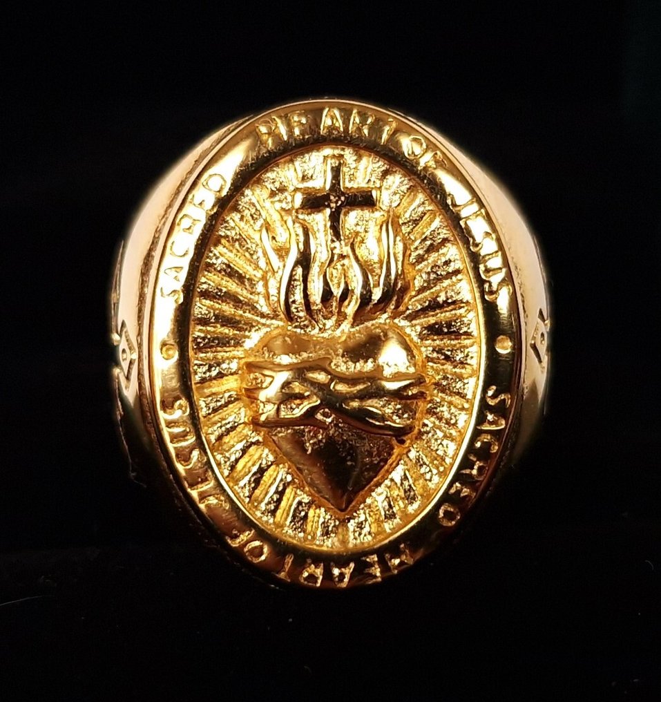 骑士戒指——心之圣洁，炽热闪耀，散发神圣光辉——爱、信仰与奉献 - 圖章戒指 #3.2