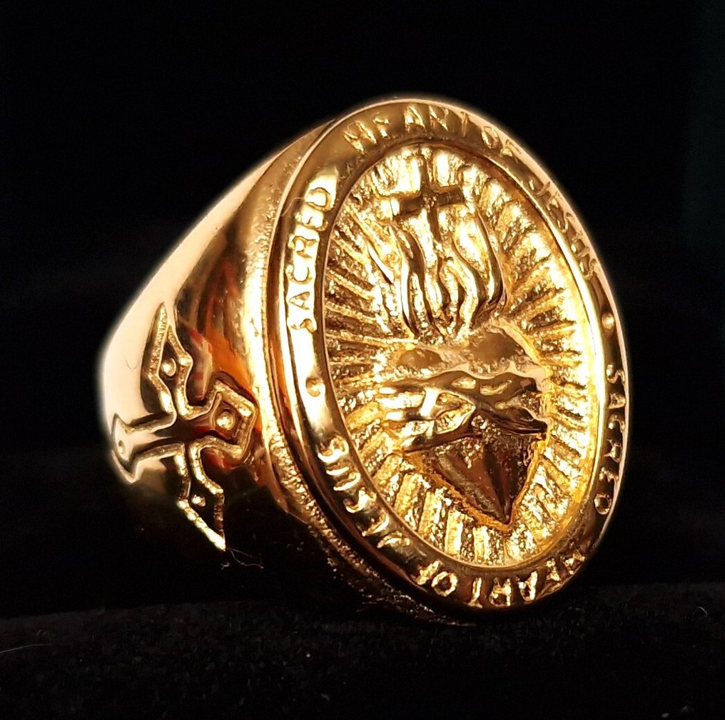 骑士戒指——心之圣洁，炽热闪耀，散发神圣光辉——爱、信仰与奉献 - 圖章戒指 #2.1