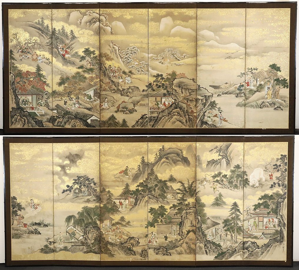 Byōbu屏風 - 小田切寒松軒的南画作品 - 日本 - 江戶時代中期 #1.0